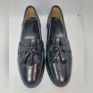 G H Bass Mens Loafers Black Leather Tassel Shoes Size 9M Chris Classic Casual